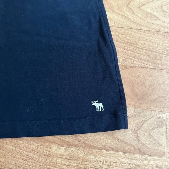 Abercrombie & Fitch V neck Fitted Navy Logo Cotton Dress - Picture 4 of 4